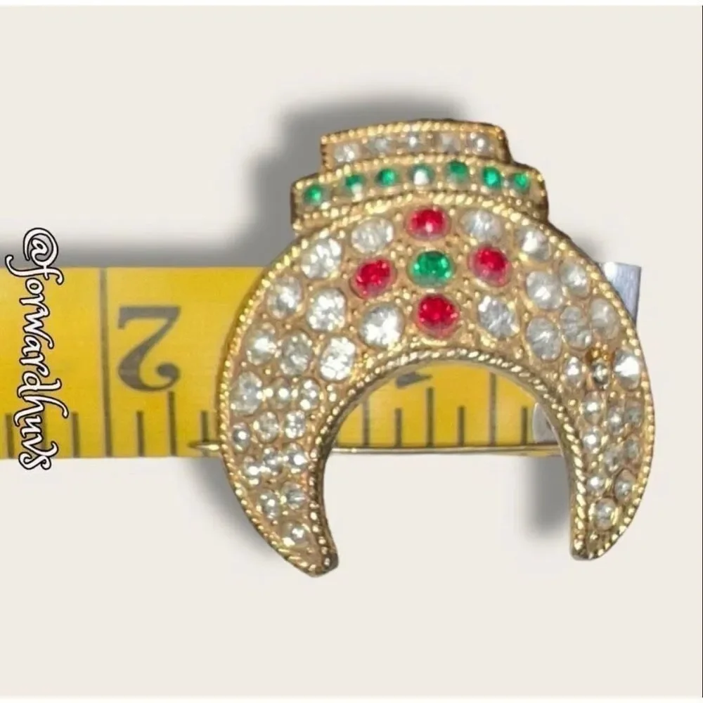 Vintage Shriners Fez Pin with Clear Rhinestone Accents